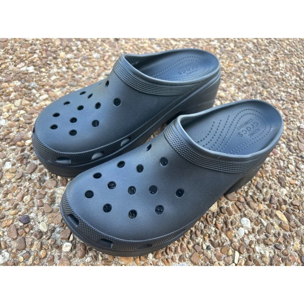 Crocs Siren Clog Men Size 12 Black Slip On Platform Chunky High Heel Shoes Y2K